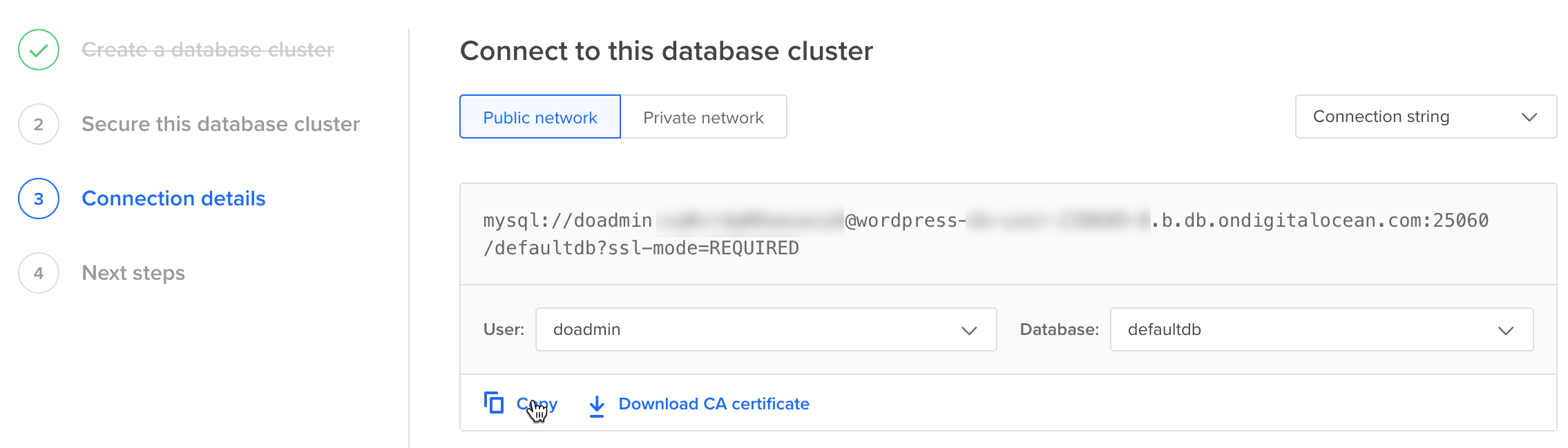 Datenbank Cluster verbinden